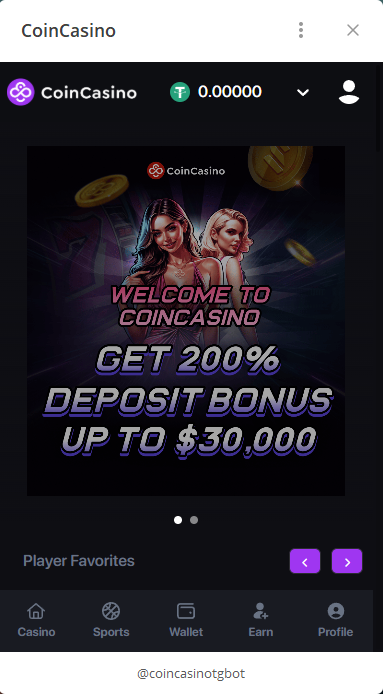 CoinCasino's Telegram Bot Channel