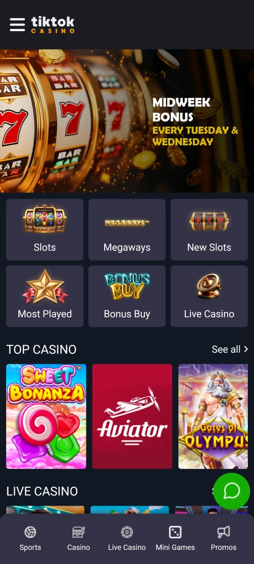 TikTok Casinos fantastische mobile Version